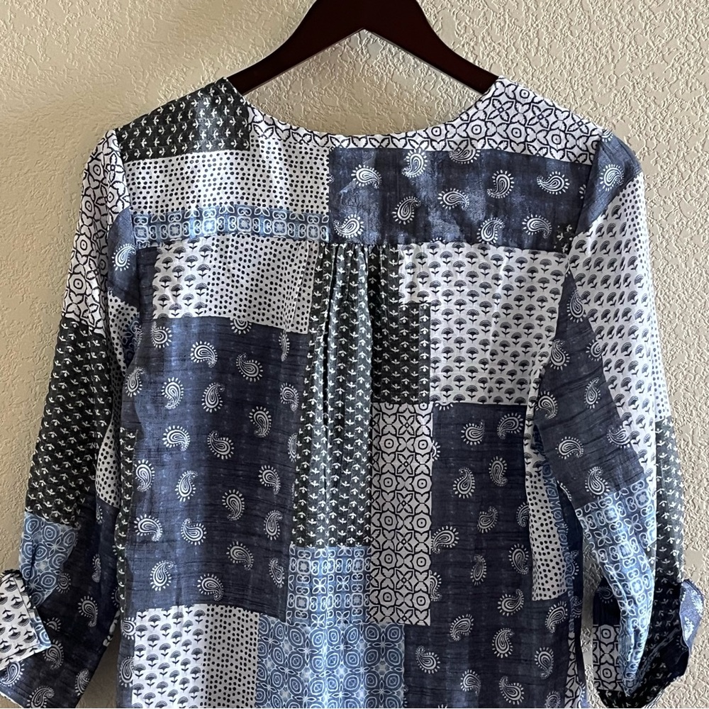 Fred David Patch Work Pattern Blouse Size Small NWT - Picture 4 of 6